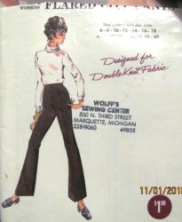 5820 1969 DOUBLE KNIT FLARE CITY PANTS PATTERN 6-18,38-40